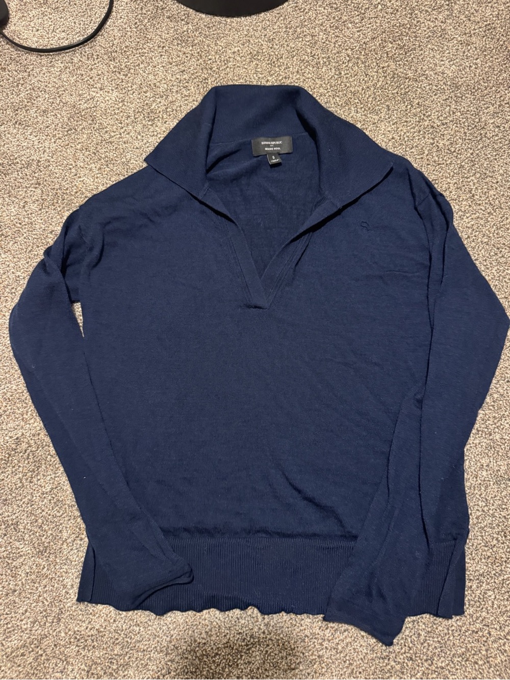 Banana Republic Women’s Navy Merino-Blend Open Collar Sweater